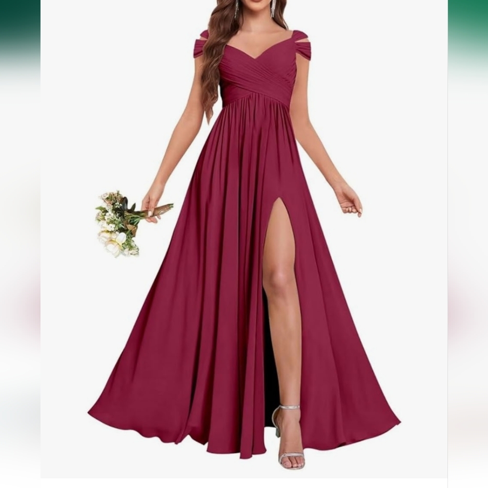 Elegant Burgundy Evening Gown